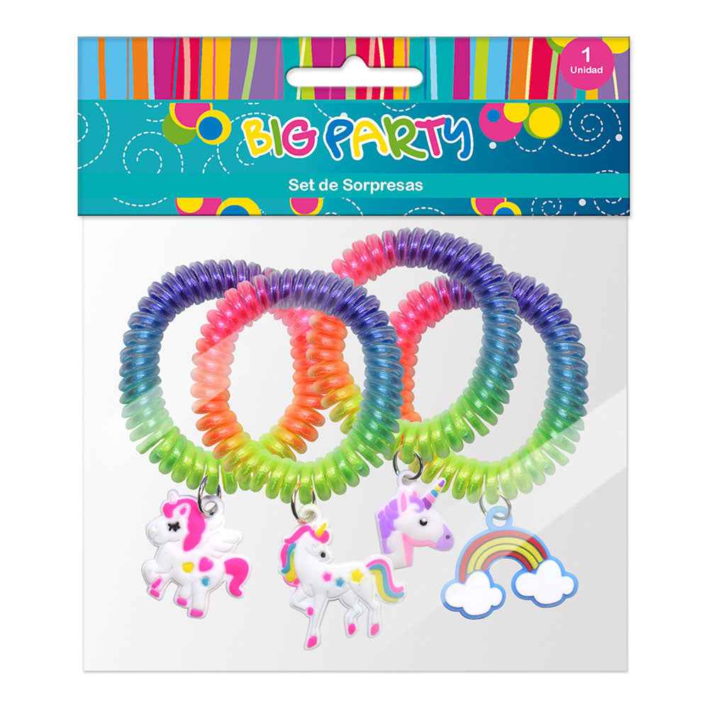 Set Sorpresas 4 Pulseras Figuras Unicornios | Big Party